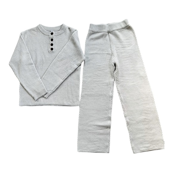 Stylish Chic Gray Knit Lounge Two Piece Set Medium - Picture 1 of 14